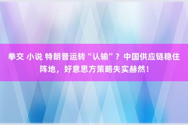 拳交 小说 特朗普运转“认输”？中国供应链稳住阵地，好意思方策略失实赫然！